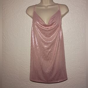 Shein Pink Metallic Drape Mini Dress